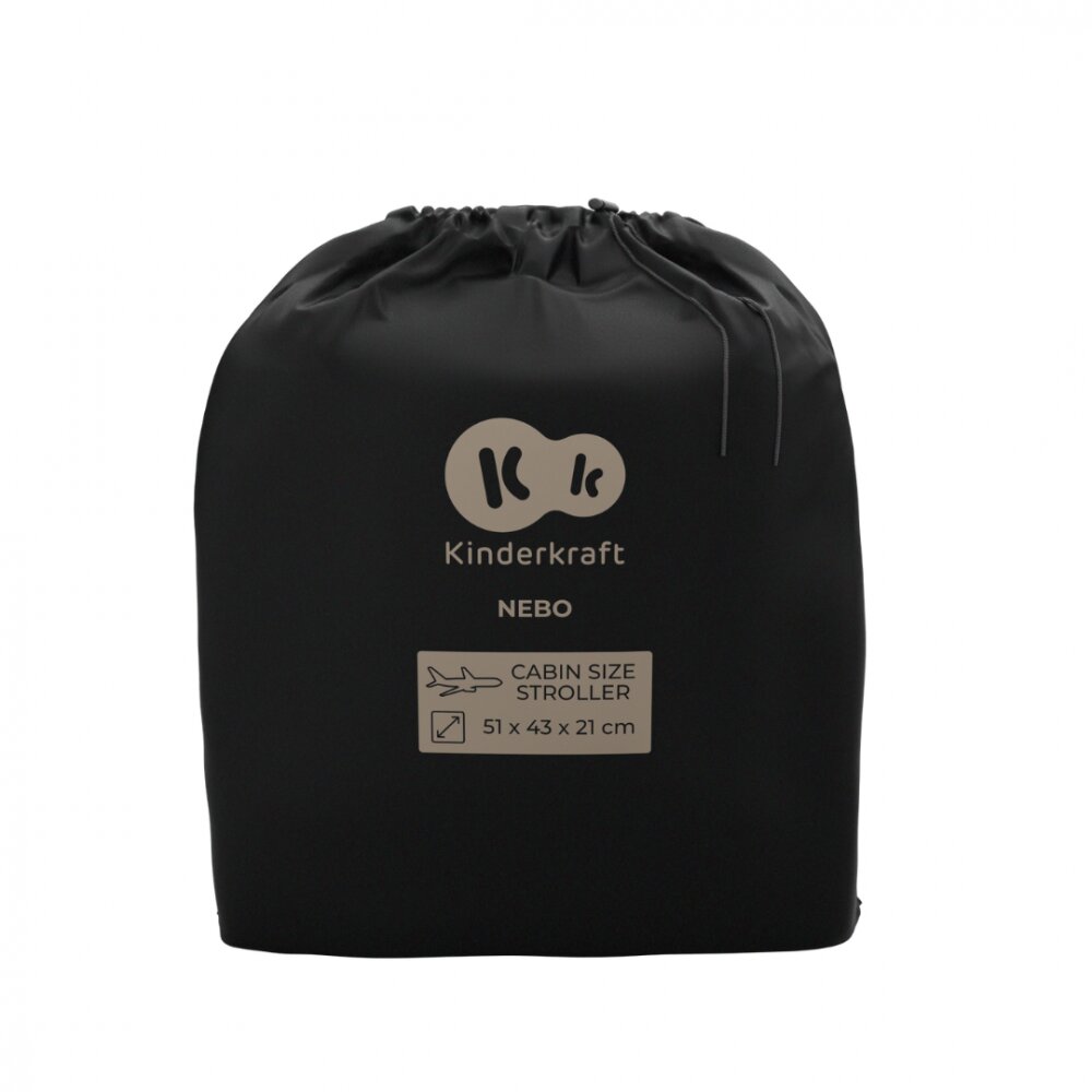 KINDERKRAFT Carucior pentru copii Nebo Midnight Black cadru din aluminiu compact compatibil avion greutate admisa 22 kg include geanta de transport si curea de umar