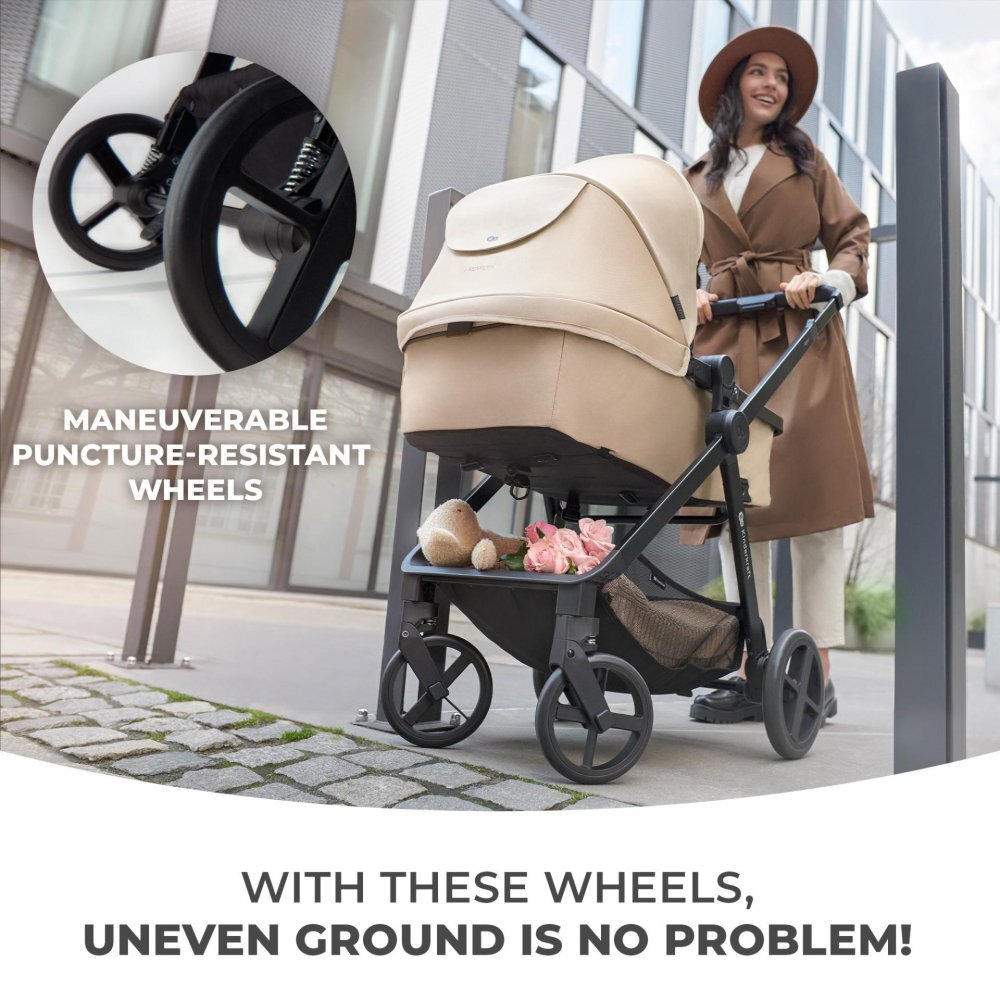 KINDERKRAFT Carucior pentru copii Newly Classic Black 4 in 1 cu suspensii cadru din aluminiu reversibil si accesorii incluse