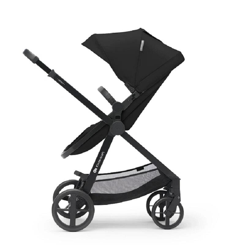 KINDERKRAFT Carucior pentru copii Newly Classic Black 4 in 1 cu suspensii cadru din aluminiu reversibil si accesorii incluse