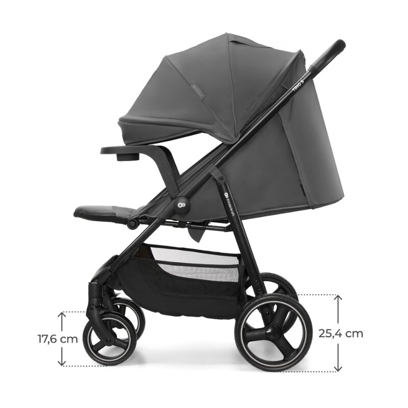 KINDERKRAFT Carucior pentru copii Trig 3 Granite Grey cu tava inclusa suspensii greutate admisa 22 kg