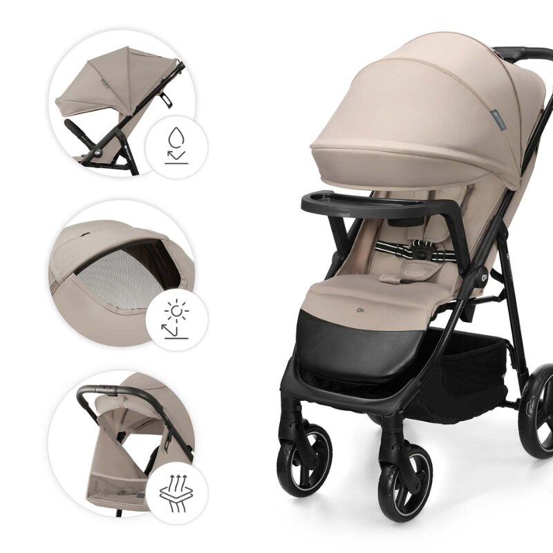 KINDERKRAFT Carucior pentru copii Trig 3 Stone Beige cu tava inclusa suspensii greutate admisa 22 kg