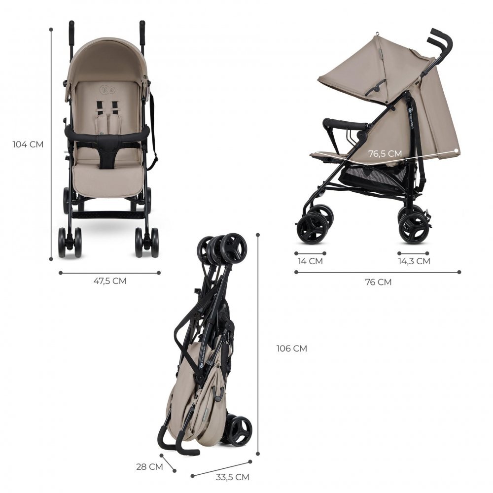 KINDERKRAFT Carucior sport Tik tip umbrela stone beige spatar reglabil pozitie somn suport pentru picioare roti din spuma Eva greutate 65 kg