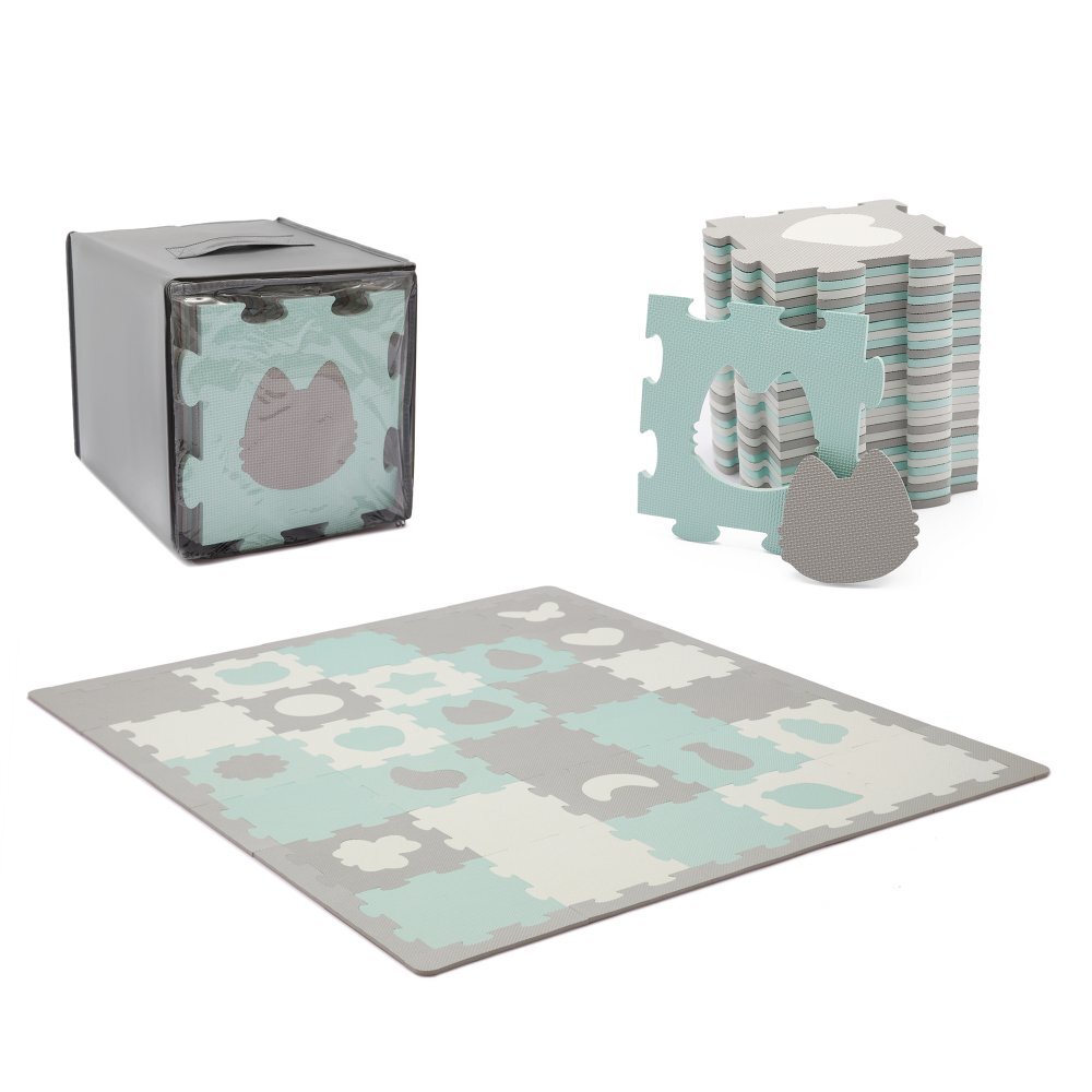 KINDERKRAFT Covoras de joaca Luno shapes puzzle 3D din spuma mint