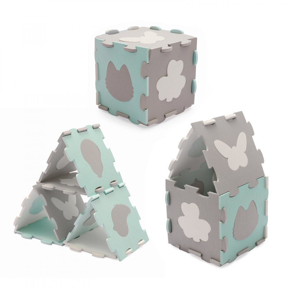 KINDERKRAFT Covoras de joaca Luno shapes puzzle 3D din spuma mint