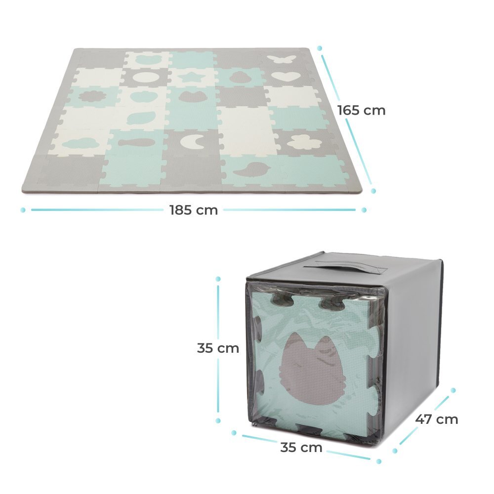 KINDERKRAFT Covoras de joaca Luno shapes puzzle 3D din spuma mint