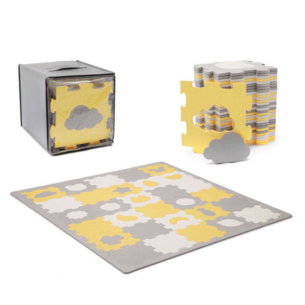KINDERKRAFT Covoras de joaca Luno shapes puzzle 3D din spuma yellow