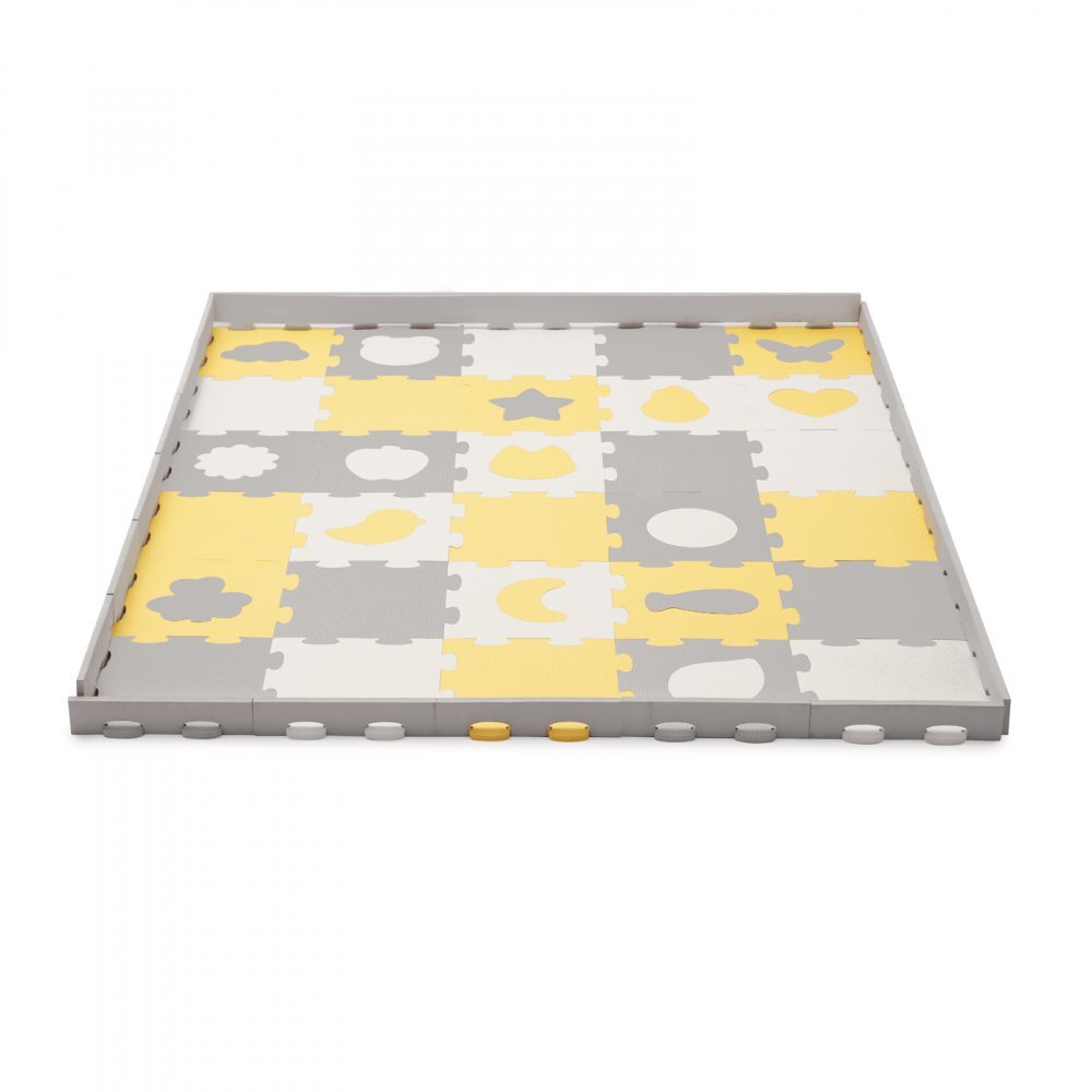 KINDERKRAFT Covoras de joaca Luno shapes puzzle 3D din spuma yellow