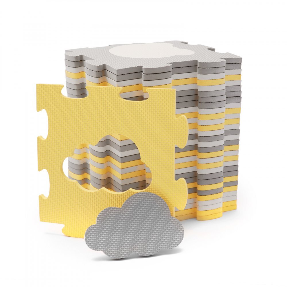 KINDERKRAFT Covoras de joaca Luno shapes puzzle 3D din spuma yellow