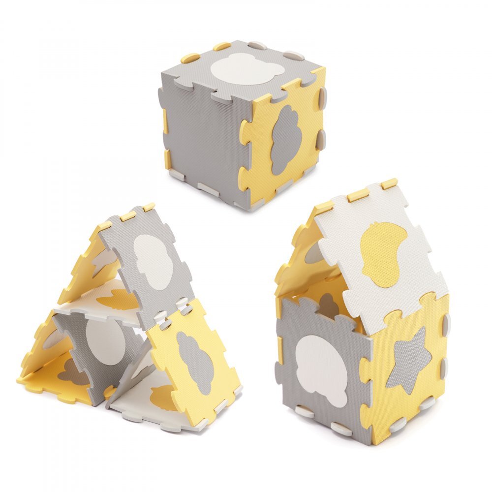 KINDERKRAFT Covoras de joaca Luno shapes puzzle 3D din spuma yellow