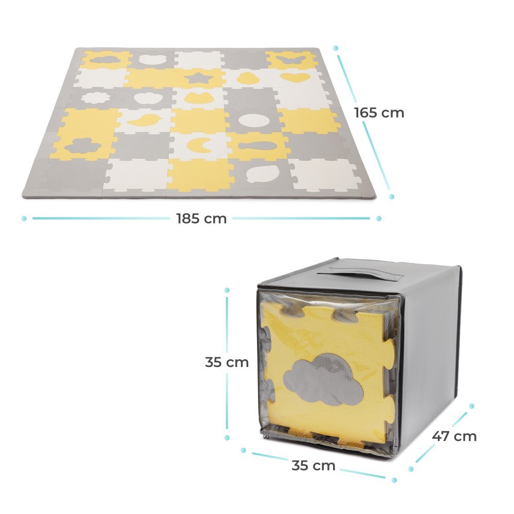 KINDERKRAFT Covoras de joaca Luno shapes puzzle 3D din spuma yellow