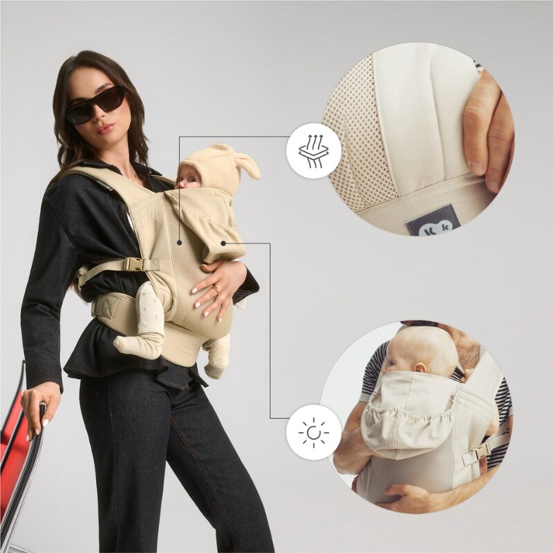 KINDERKRAFT Marsupiu Carrybee Bej cu 2 pozitii de purtare si greutate admisa 20 kg