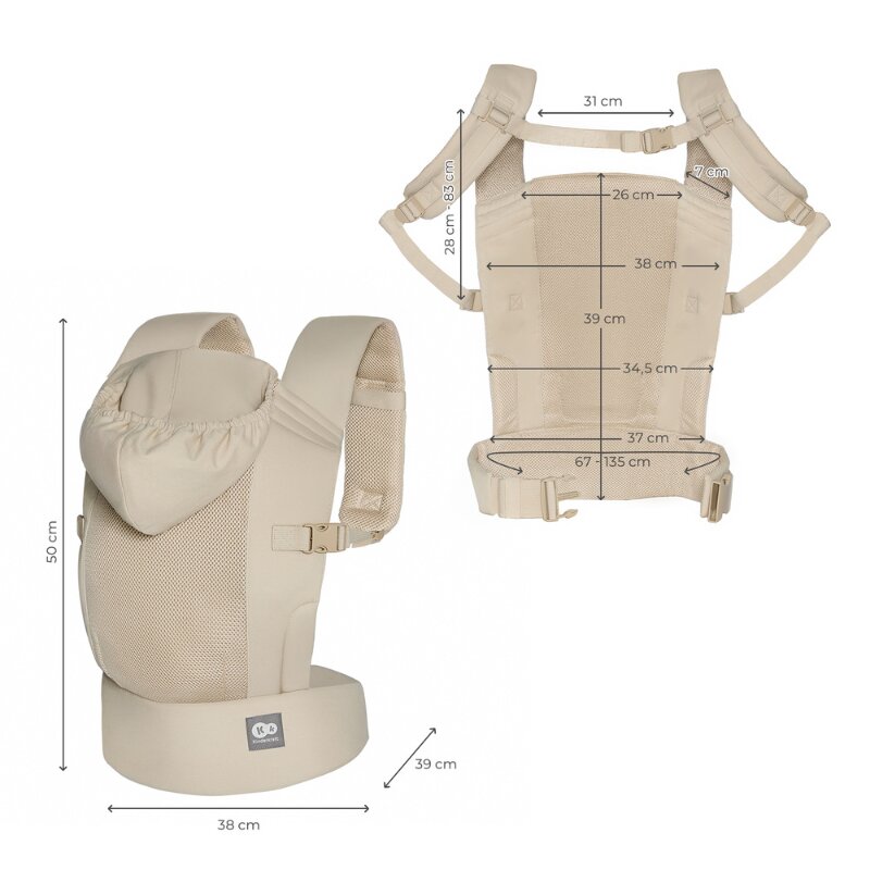 KINDERKRAFT Marsupiu Carrybee Bej cu 2 pozitii de purtare si greutate admisa 20 kg