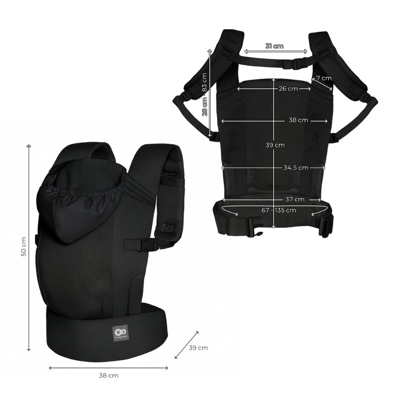 KINDERKRAFT Marsupiu Carrybee Black cu 2 pozitii de purtare si greutate admisa 20 kg