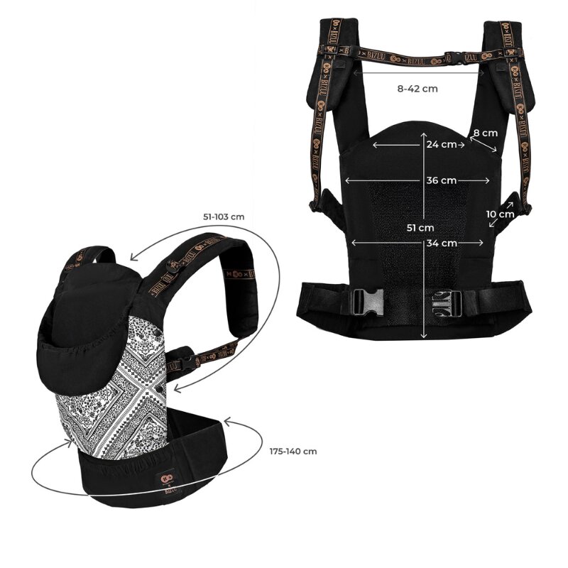 KINDERKRAFT Marsupiu ergonomic pentru copii Huggy Bizuu Lunar Black