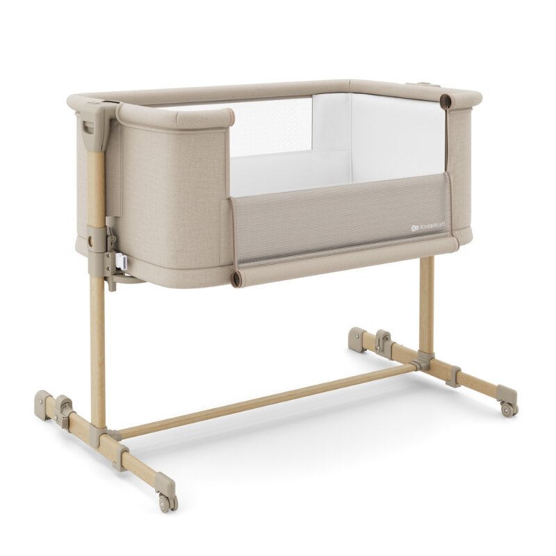 KINDERKRAFT Patut 3 in 1 Nestee Grow 2 next to me Beige cu roti si picioare telescopice