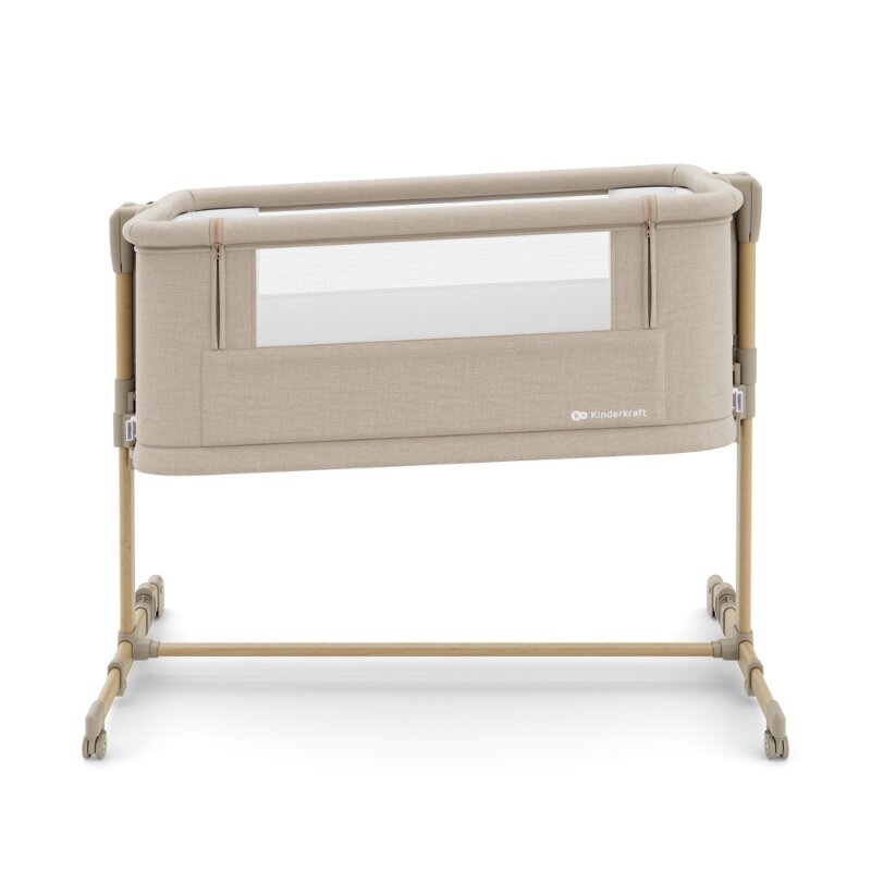 KINDERKRAFT Patut 3 in 1 Nestee Grow 2 next to me Beige cu roti si picioare telescopice