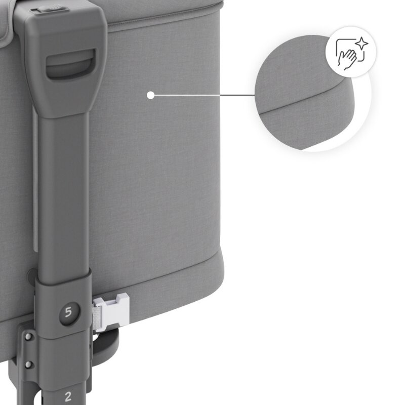 KINDERKRAFT Patut 3 in 1 Nestee Grow 2 next to me Dark Grey cu roti si picioare telescopice