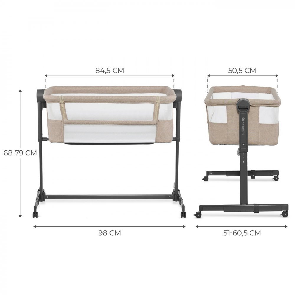 KINDERKRAFT Patut Co Sleeper Bedside Neste Up 2 beige
