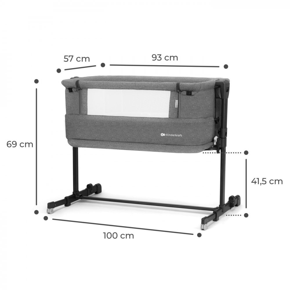 KINDERKRAFT Patut Co sleeper Neste Grow gri inchis