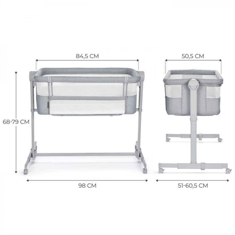KINDERKRAFT Patut co sleeper neste up full light grey