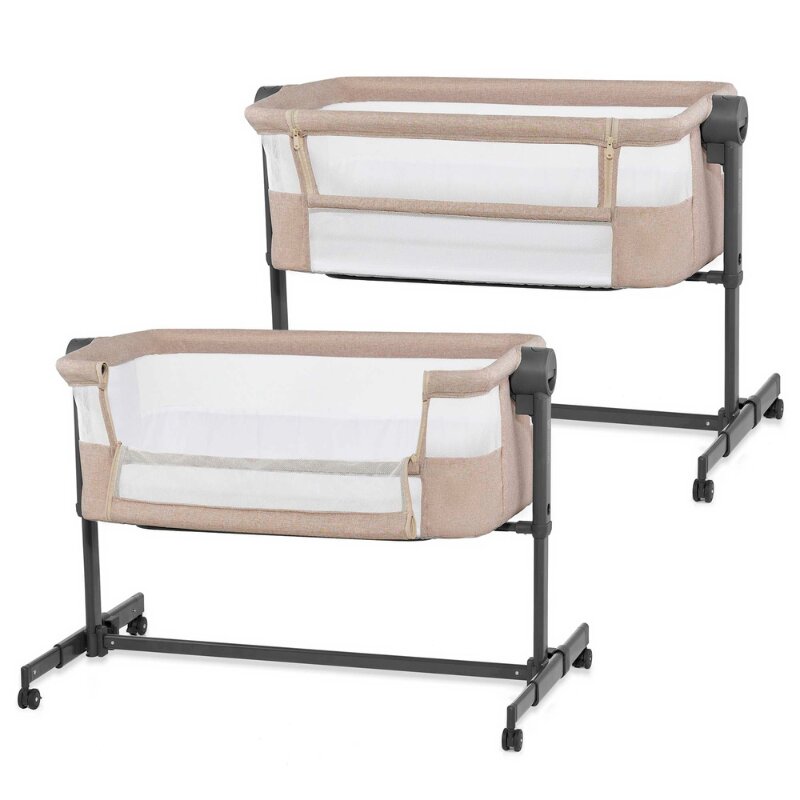 KINDERKRAFT Patut co-sleeper Nestee Up 2 Beige inclinare reglabila a saltelei inaltime reglabila