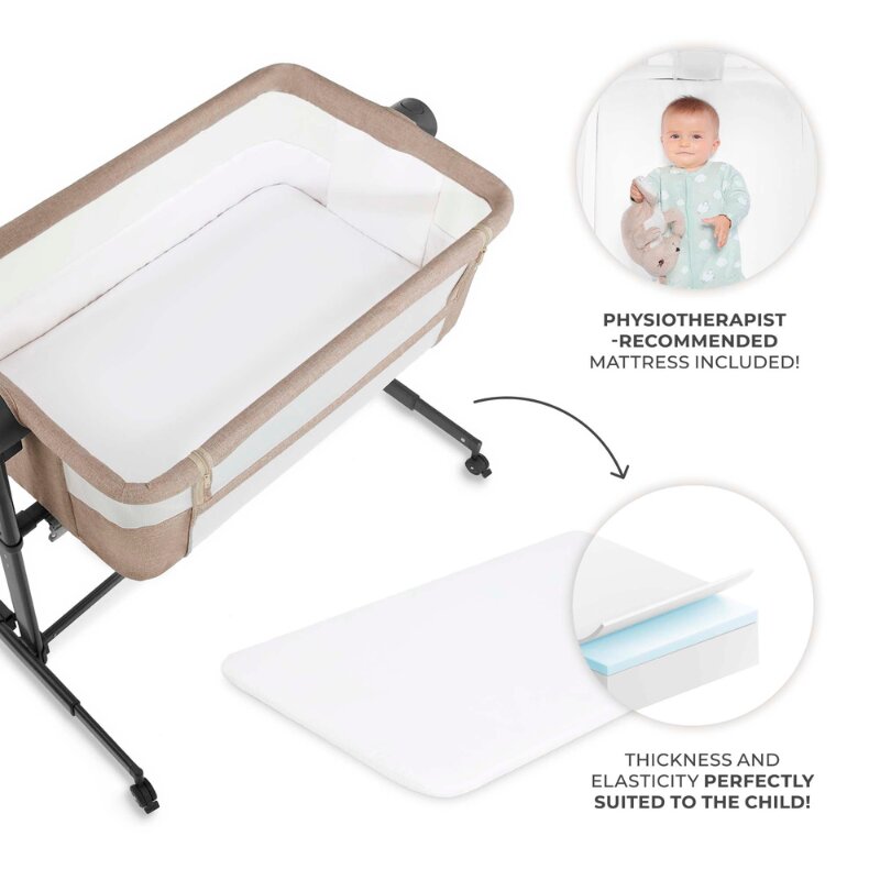 KINDERKRAFT Patut co-sleeper Nestee Up 2 Beige inclinare reglabila a saltelei inaltime reglabila