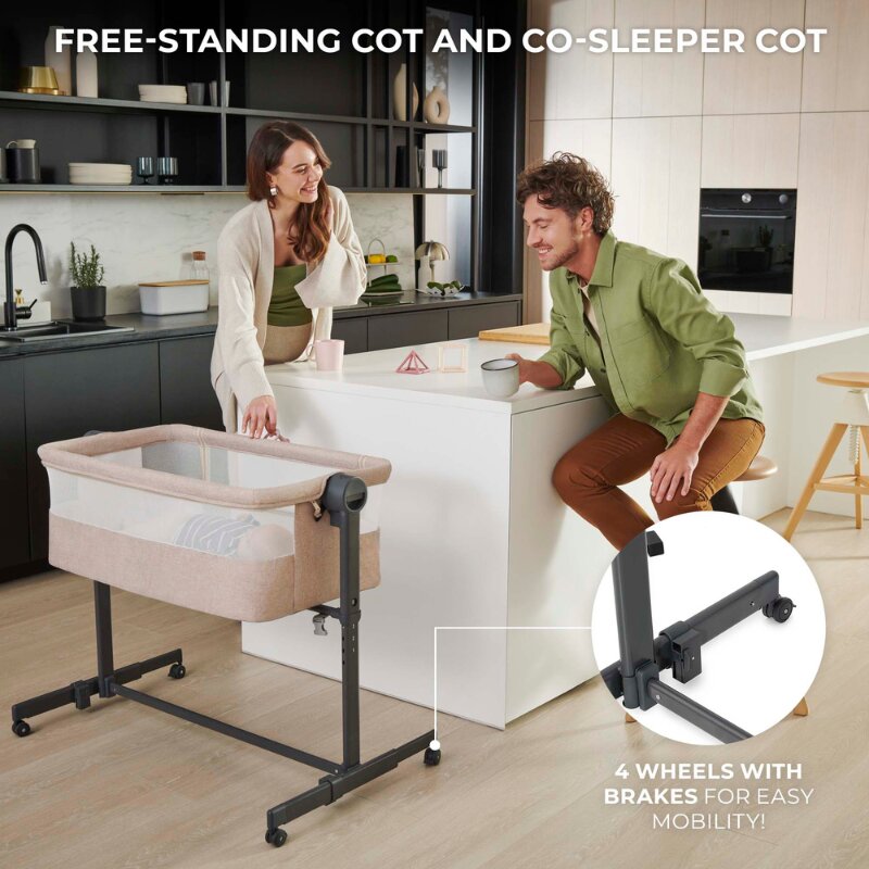 KINDERKRAFT Patut co-sleeper Nestee Up 2 Grey inclinare reglabila a saltelei inaltime reglabila