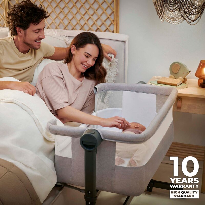 KINDERKRAFT Patut co-sleeper Nestee Up 2 Light Grey inclinare reglabila a saltelei inaltime reglabila
