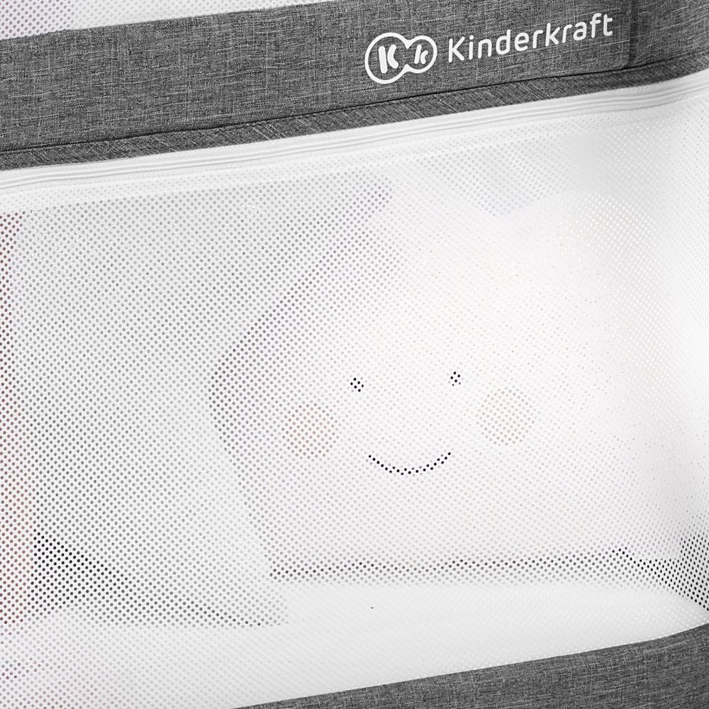 KINDERKRAFT Patut de calatorie 4 in 1 Sofi grey pliabil cu 2 nivele spatiu depozitare functie leganare saltea inclusa