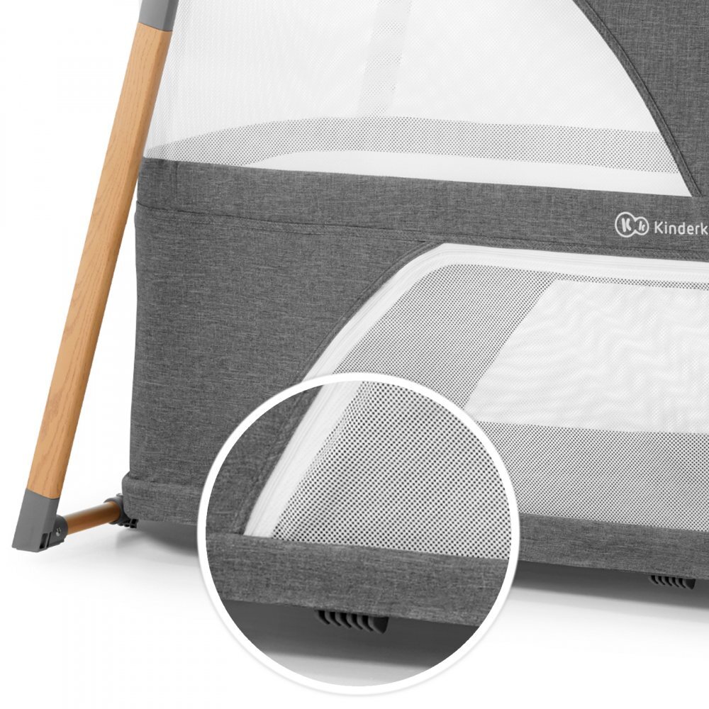 KINDERKRAFT Patut de calatorie 4 in 1 Sofi grey pliabil cu 2 nivele spatiu depozitare functie leganare saltea inclusa