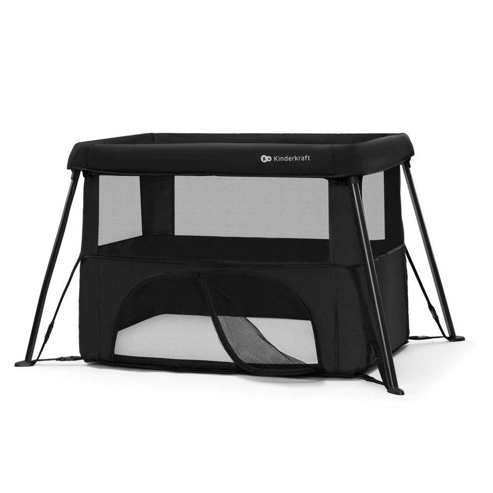 KINDERKRAFT Patut pliabil Cami Black cu doua nivele si rucsac de calatorie