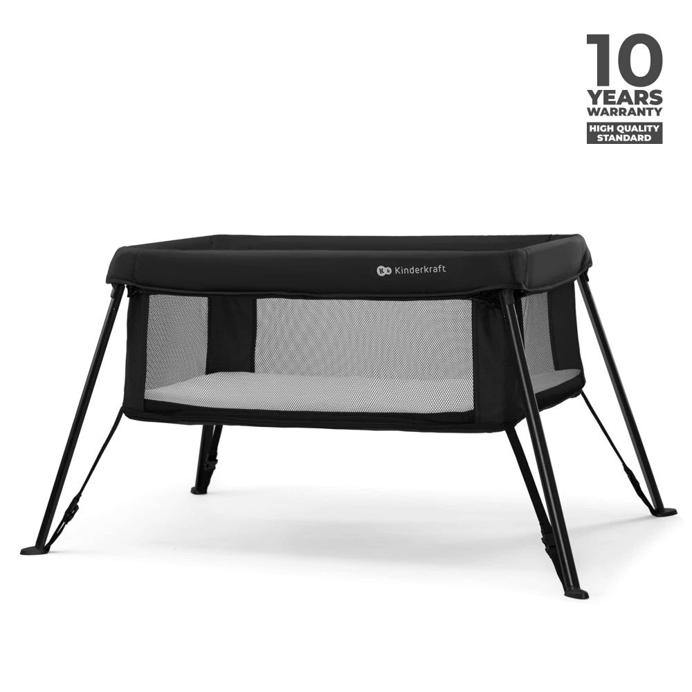 KINDERKRAFT Patut pliabil Cami Black cu doua nivele si rucsac de calatorie