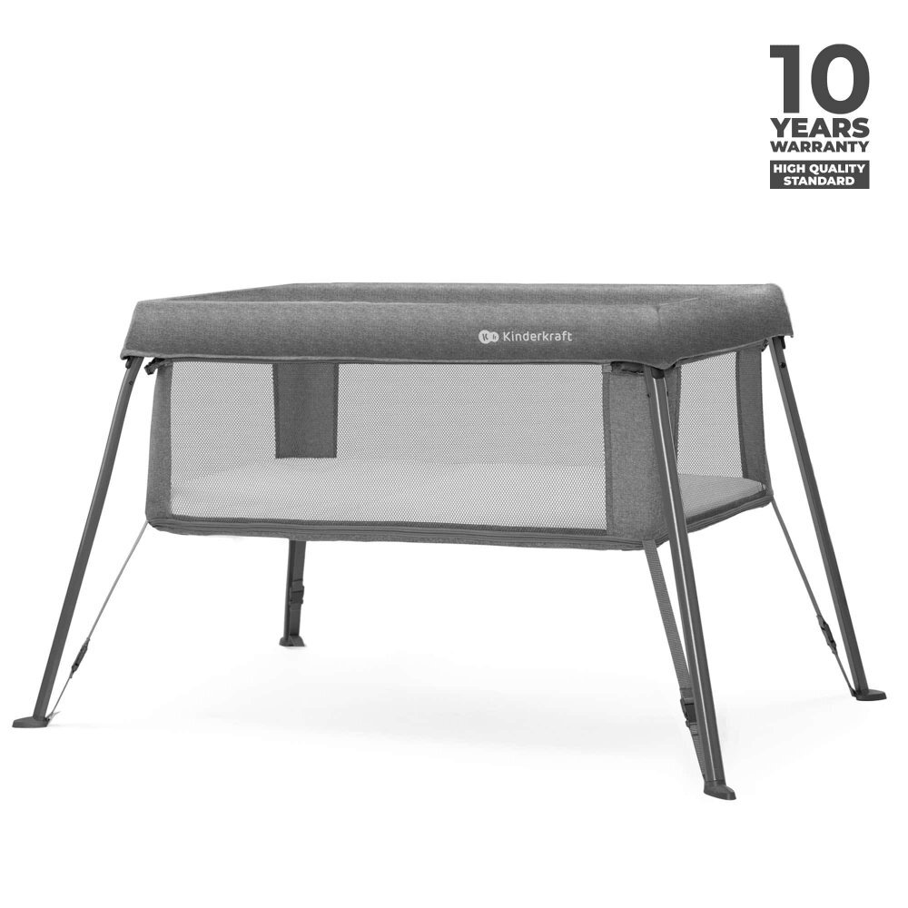 KINDERKRAFT Patut pliabil Cami Grey cu doua nivele si rucsac de calatorie