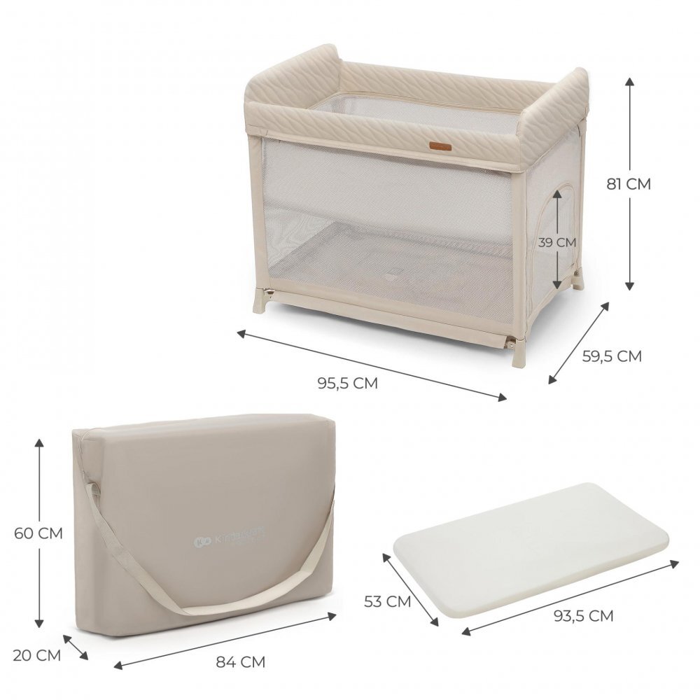 KINDERKRAFT Patut pliabil Moon Dream Beige echipat cu o saltea sigura partile laterale din plasa geanta inclusa