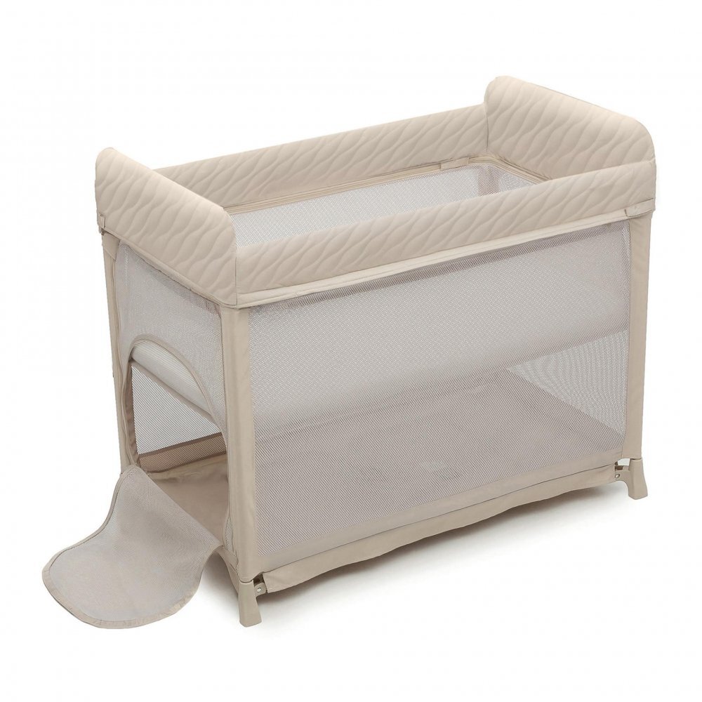 KINDERKRAFT Patut pliabil Moon Dream Beige echipat cu o saltea sigura partile laterale din plasa geanta inclusa