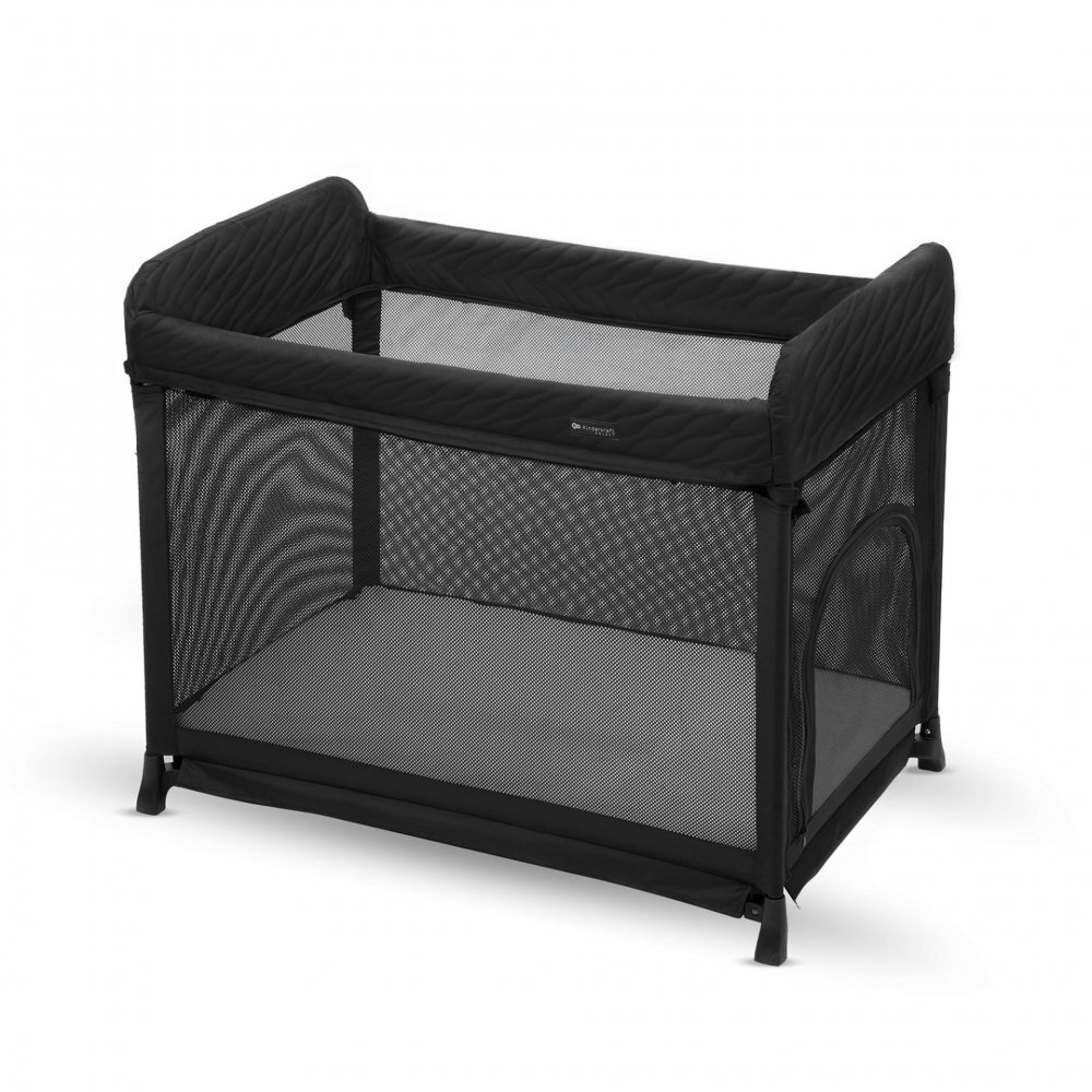 KINDERKRAFT Patut pliabil Moon Dream Black echipat cu o saltea sigura partile laterale din plasa geanta inclusa