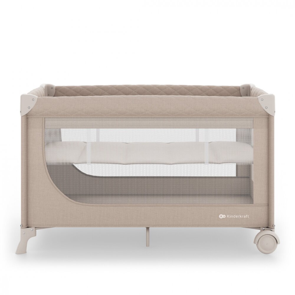 KINDERKRAFT Patut pliabil pentru copii Leody UP Beige cu 2 nivele dimensiuni 120x60 cm