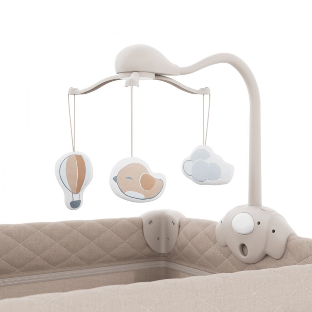 KINDERKRAFT Patut pliabil pentru copii Leody UP Beige cu 2 nivele dimensiuni 120x60 cm accesorii incluse