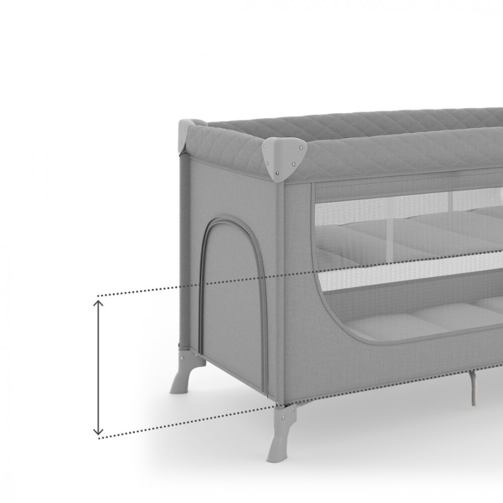 KINDERKRAFT Patut pliabil pentru copii Leody UP Grey cu 2 nivele dimensiuni 120x60 cm accesorii incluse