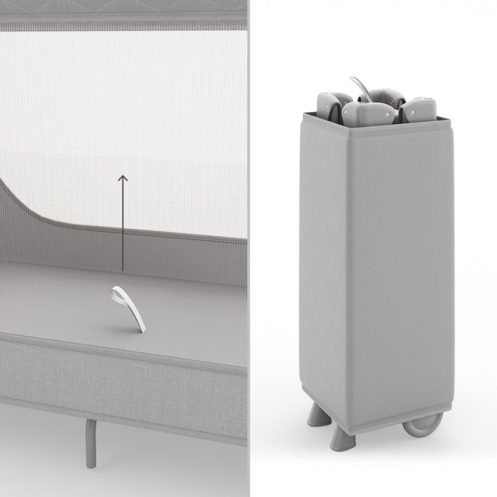 KINDERKRAFT Patut pliabil pentru copii Leody UP Grey cu 2 nivele dimensiuni 120x60 cm accesorii incluse