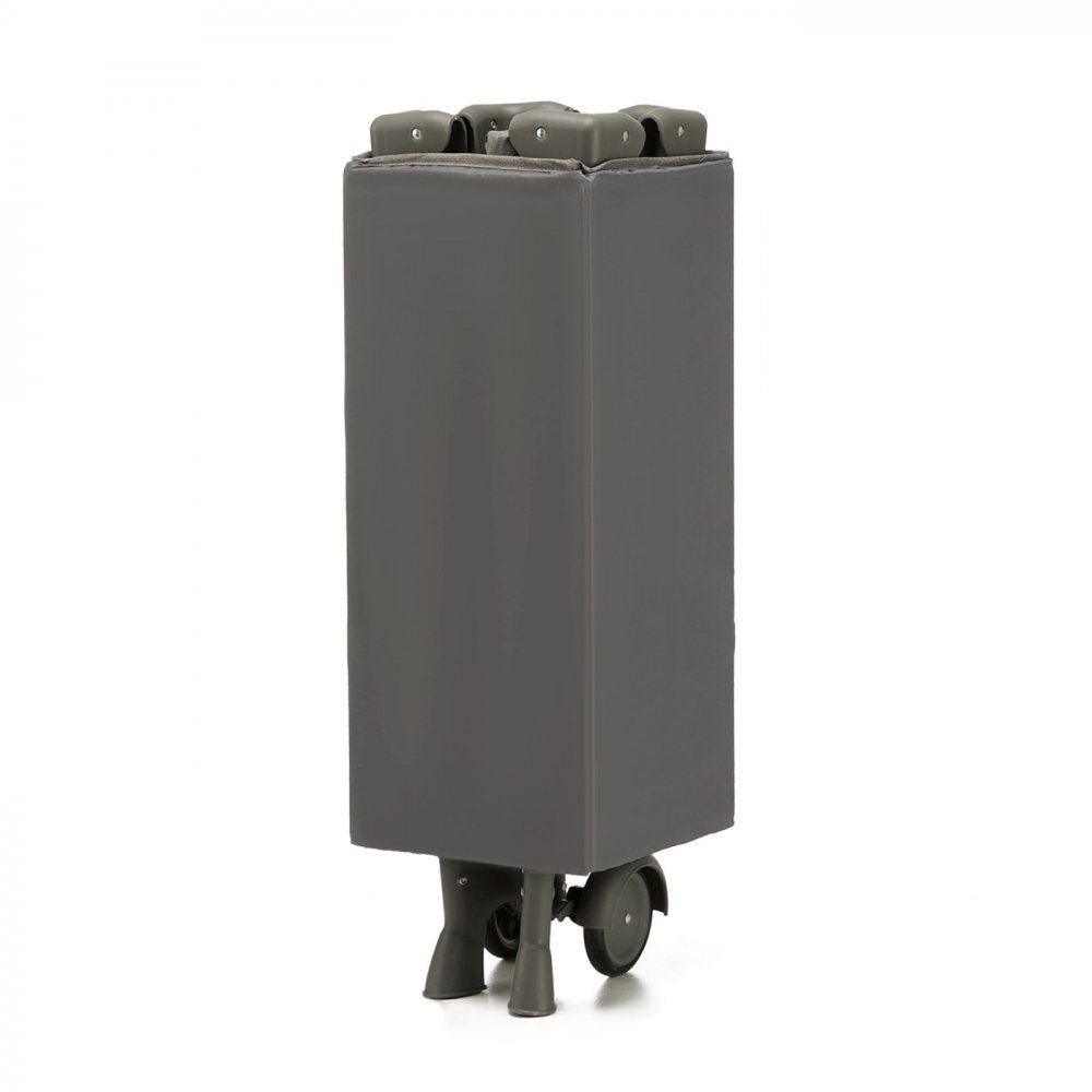 KINDERKRAFT Patut travel Joy 2 Dark Grey cu 2 nivele dubla protectie impotriva auto-plierii intrare laterala cu fermoar carusel masuta de infasat si organizator incluse
