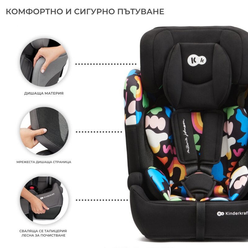 KINDERKRAFT Scaun auto Comfort Up I-Size 76-150 cm Happy Shapes