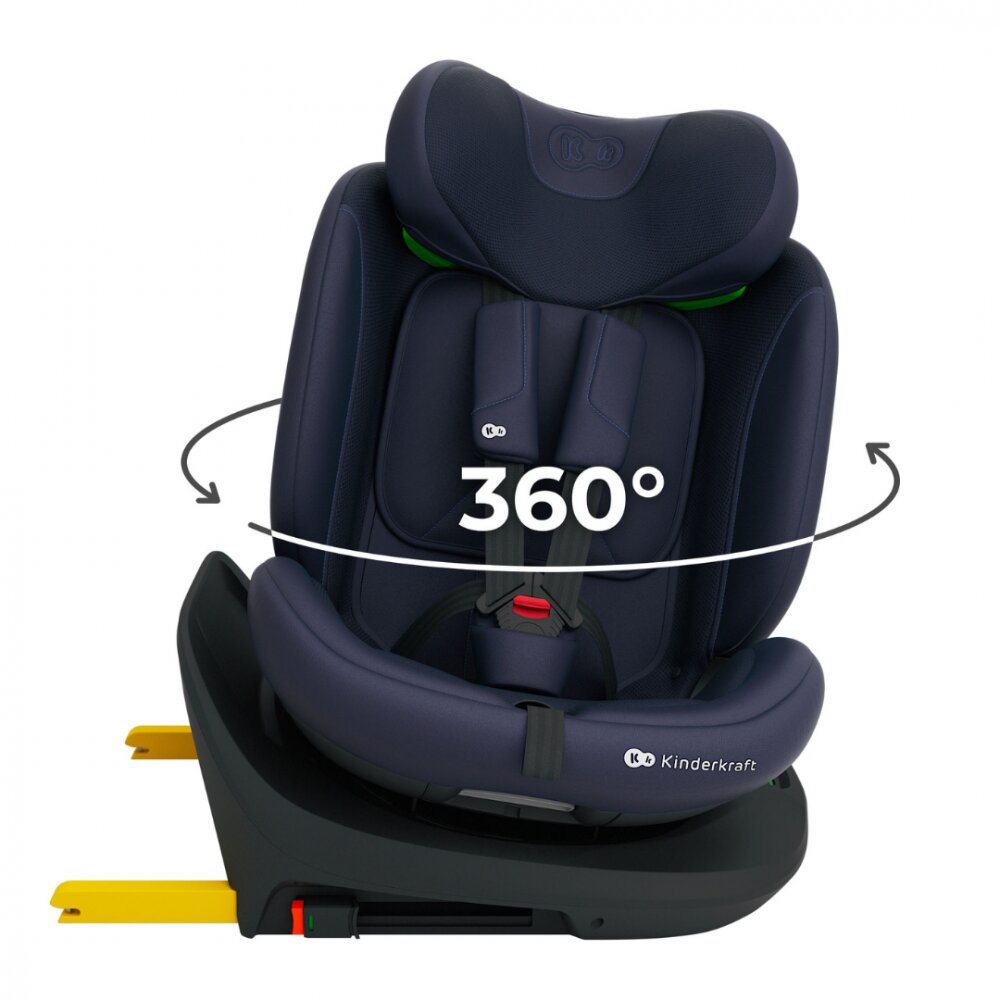 KINDERKRAFT Scaun auto I-Grow 2 Plus Grey 40-150 cm cu rotatie 360 tetiera reglabila sistem Isofix si Top Tether