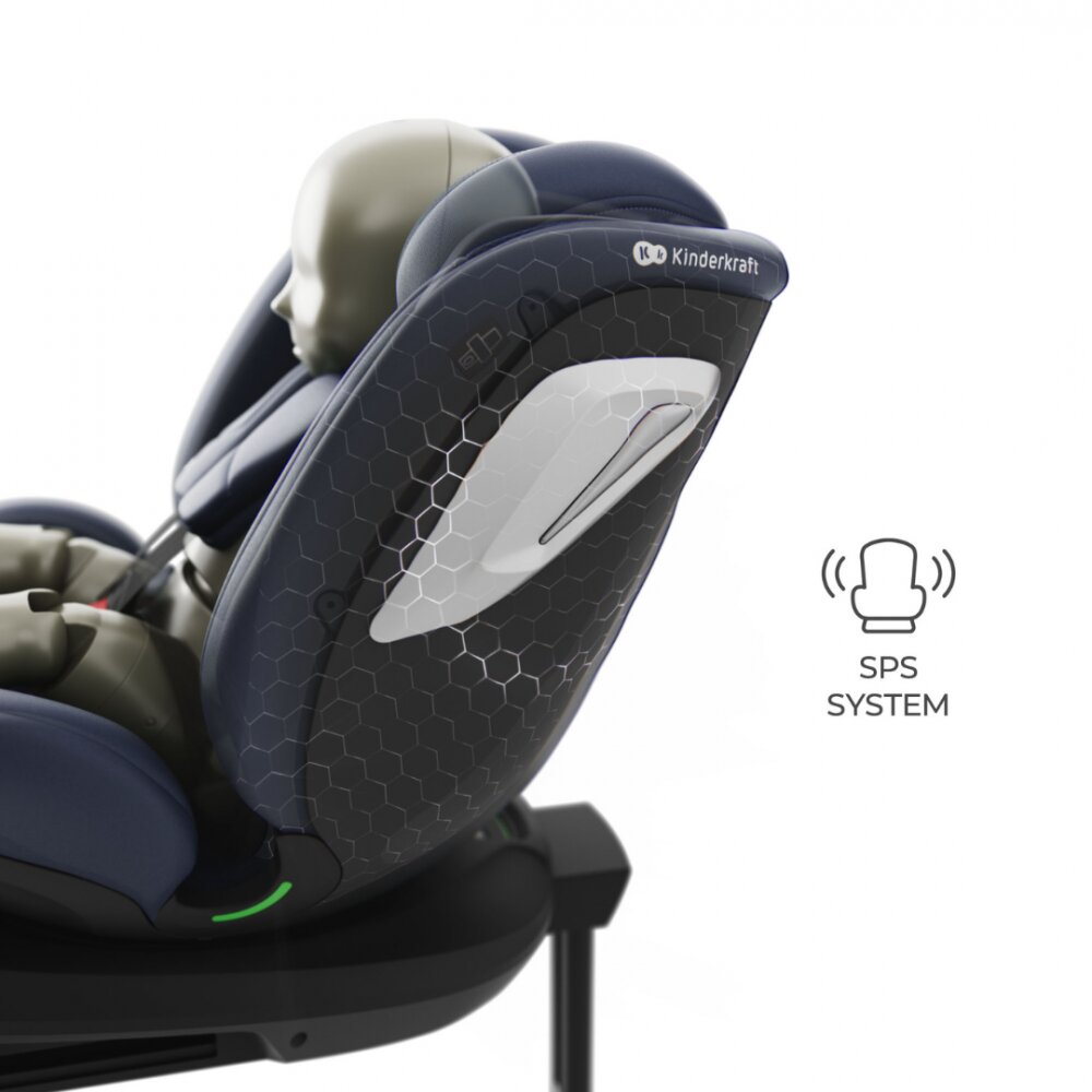 KINDERKRAFT Scaun auto I-Grow 2 Plus Navy 40-150 cm cu rotatie 360 tetiera reglabila sistem Isofix si Top Tether