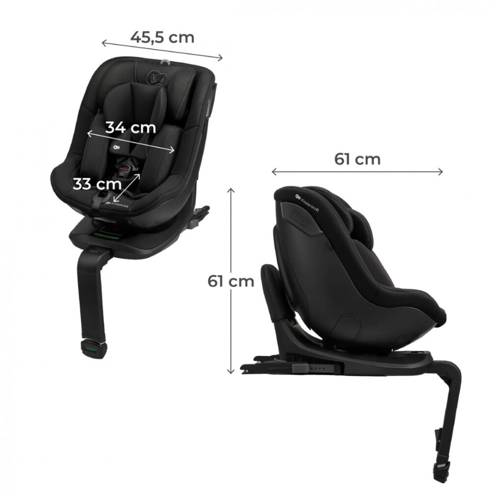 KINDERKRAFT Scaun auto I-Guard Airflow Black 40-105 cm cu rotatie 360 indicatori de instalare sistem isofix si picior de sprijin