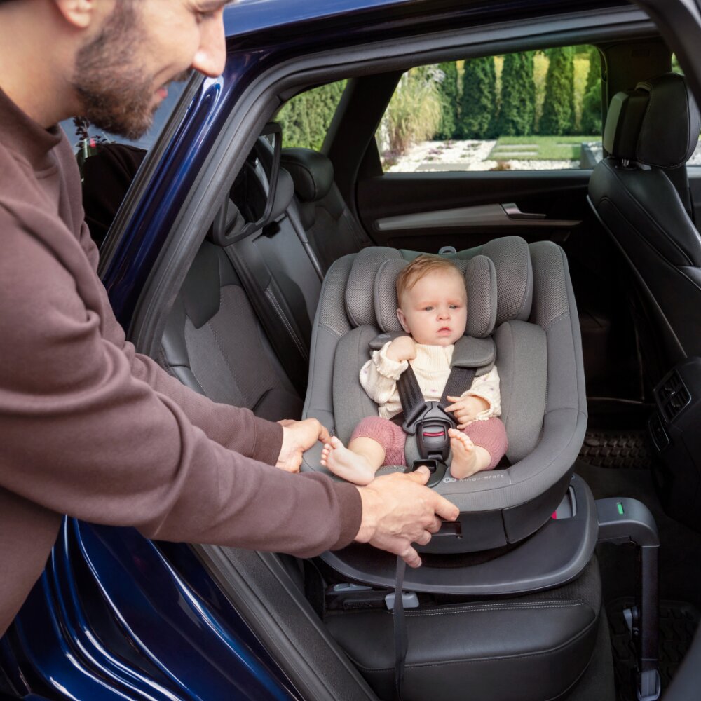 KINDERKRAFT Scaun auto I-Guard Airflow Grey 40-105 cm cu rotatie 360 indicatori de instalare sistem isofix si picior de sprijin
