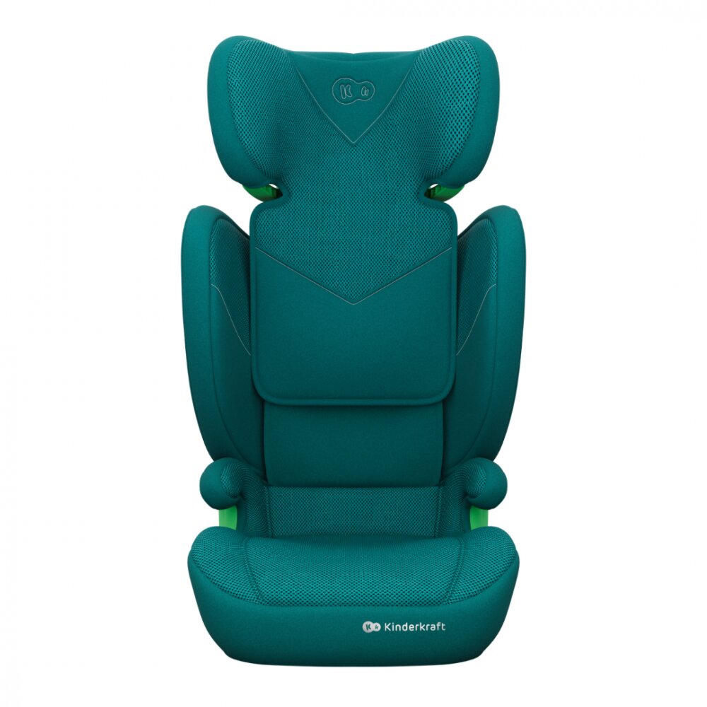 KINDERKRAFT Scaun auto Junior Fix 2 Plus Green 100x150 cm cu isofix protectie SPS tetiera reglabila husa Air Flow