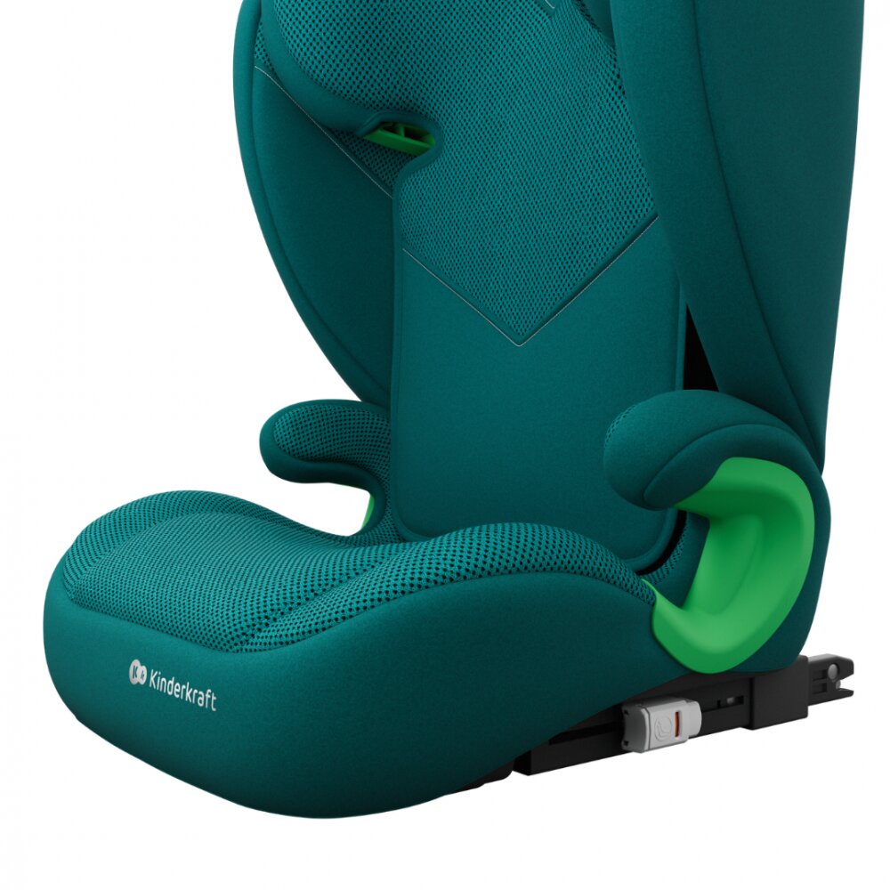 KINDERKRAFT Scaun auto Junior Fix 2 Plus Green 100x150 cm cu isofix protectie SPS tetiera reglabila husa Air Flow
