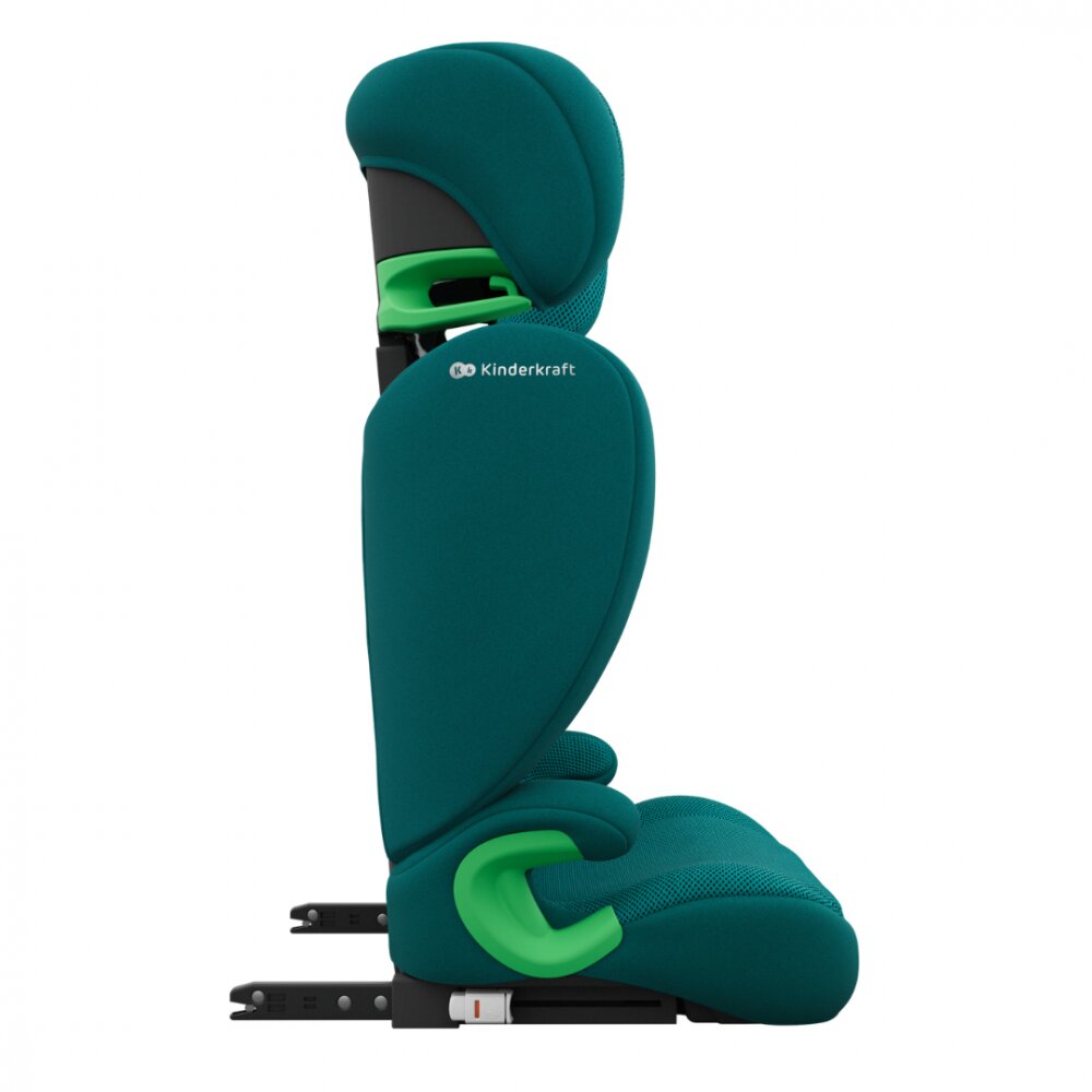 KINDERKRAFT Scaun auto Junior Fix 2 Plus Green 100x150 cm cu isofix protectie SPS tetiera reglabila husa Air Flow