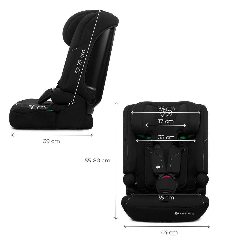 KINDERKRAFT Scaun auto pentru copii Comfy Black 75-150 cm i-size tetiera reglabila SPS spatar reglabil si detasabil